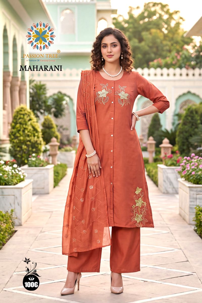 Maharani Vol 1 By Passion Tree Roman Silk Embroidered Kurti With Bottom Dupatta — Wholesale Kurtis, Passion Tree wholesale from Surat — Photo 4