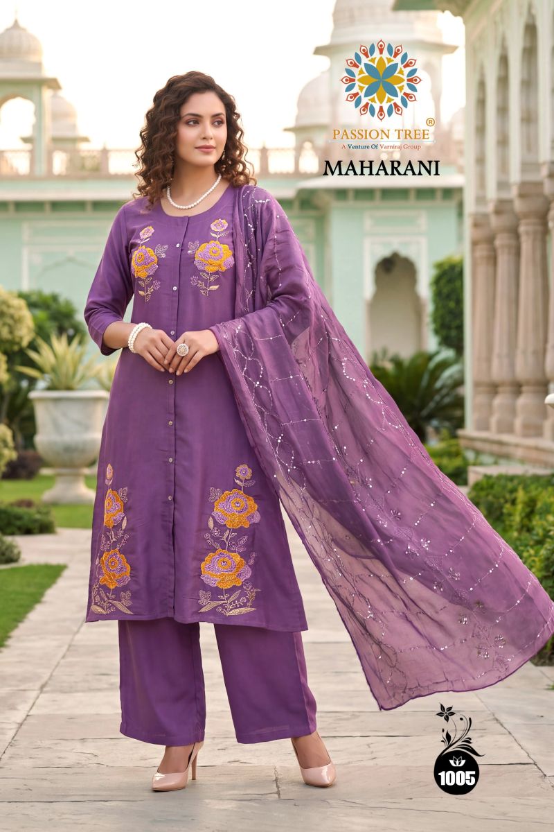 Maharani Vol 1 By Passion Tree Roman Silk Embroidered Kurti With Bottom Dupatta — Wholesale Kurtis, Passion Tree wholesale from Surat — Photo 3