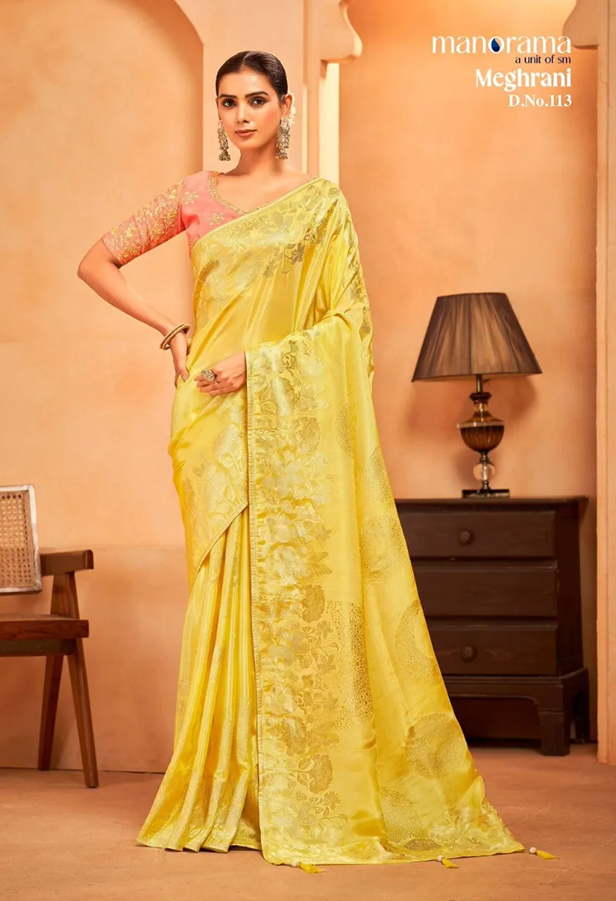 Manorama Meghrani Premium HO Silk Saree with Heavy Traditional Zari Weaving — Saree, Vardan Ethnic wholesale from Surat — Photo 9