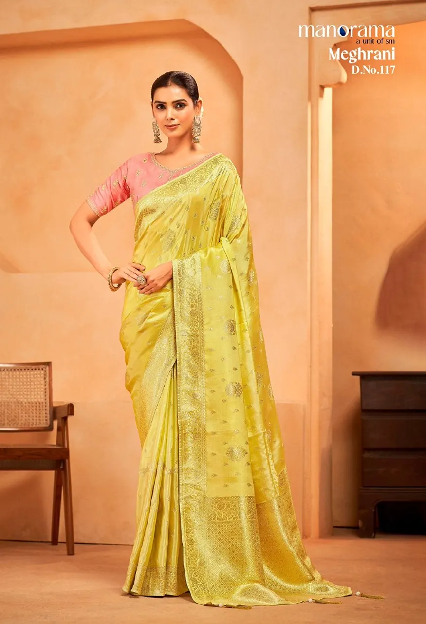 Manorama Meghrani Premium HO Silk Saree with Heavy Traditional Zari Weaving — Saree, Vardan Ethnic wholesale from Surat — Photo 3