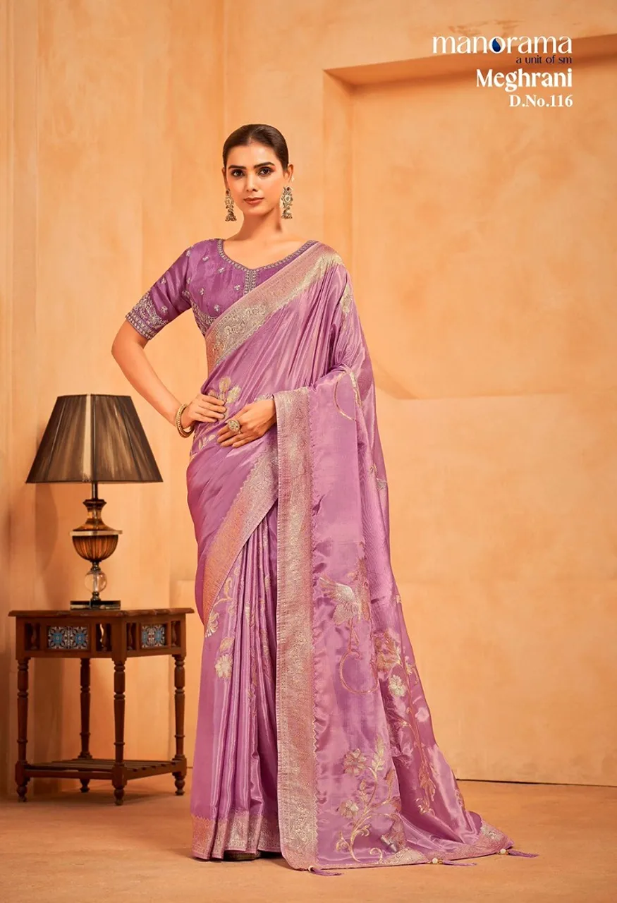 Manorama Meghrani Premium HO Silk Saree with Heavy Traditional Zari Weaving — Saree, Vardan Ethnic wholesale from Surat — Photo 4