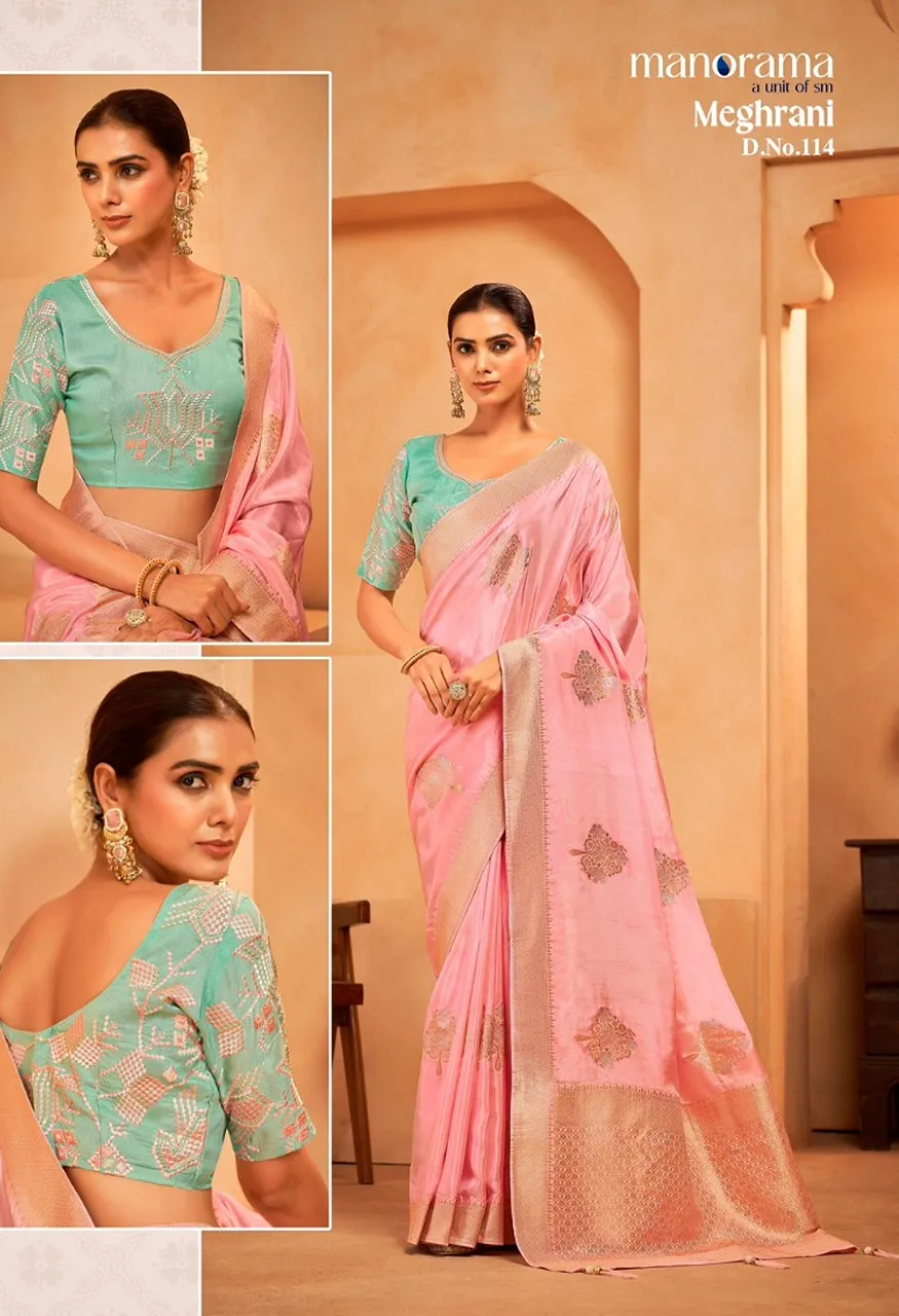 Manorama Meghrani Premium HO Silk Saree with Heavy Traditional Zari Weaving — Saree, Vardan Ethnic wholesale from Surat — Photo 6