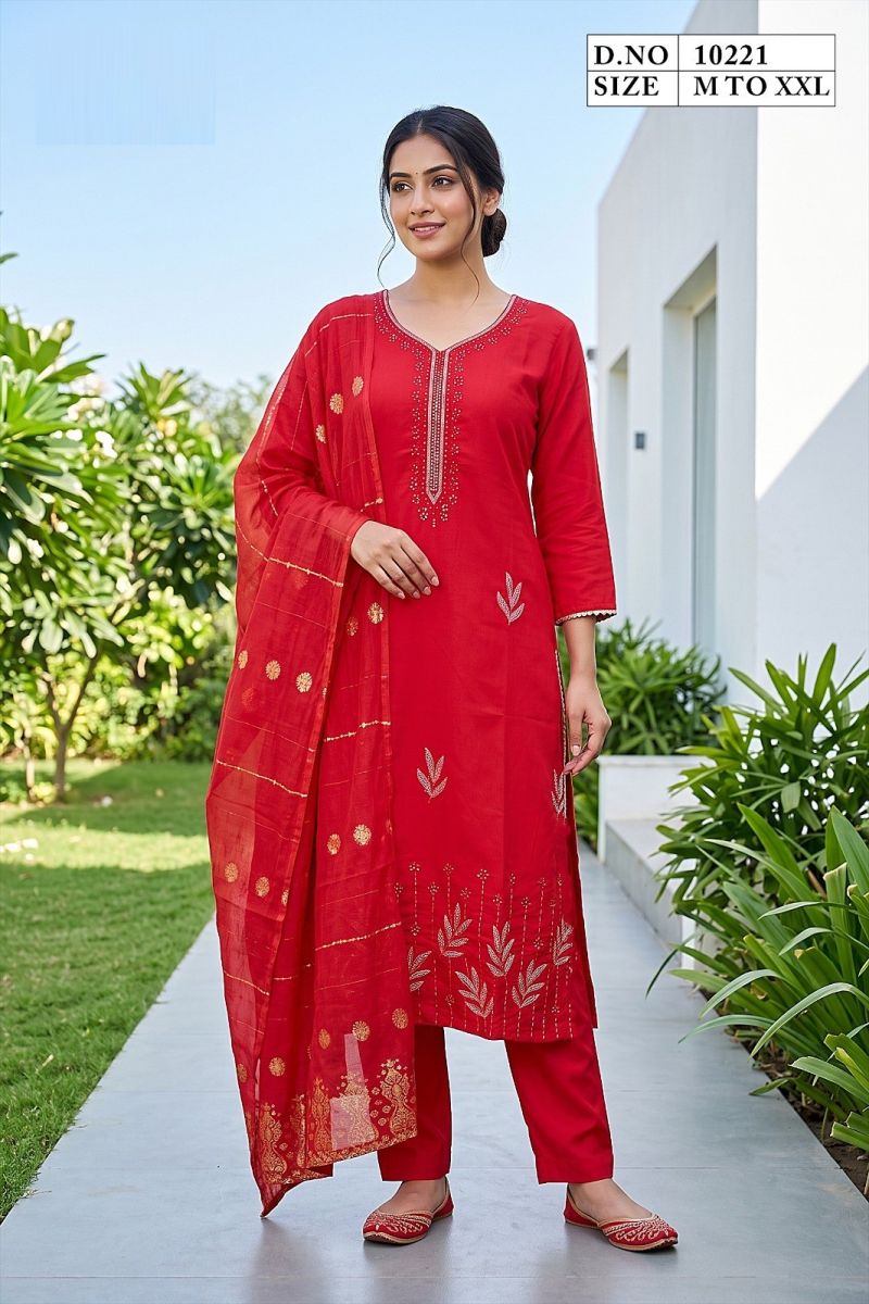 Medhika 10221 Roman Embroidered Kurti With Bottom Dupatta Catalog — Wholesale Kurtis, Vardan Ethnic wholesale from Surat — view 3