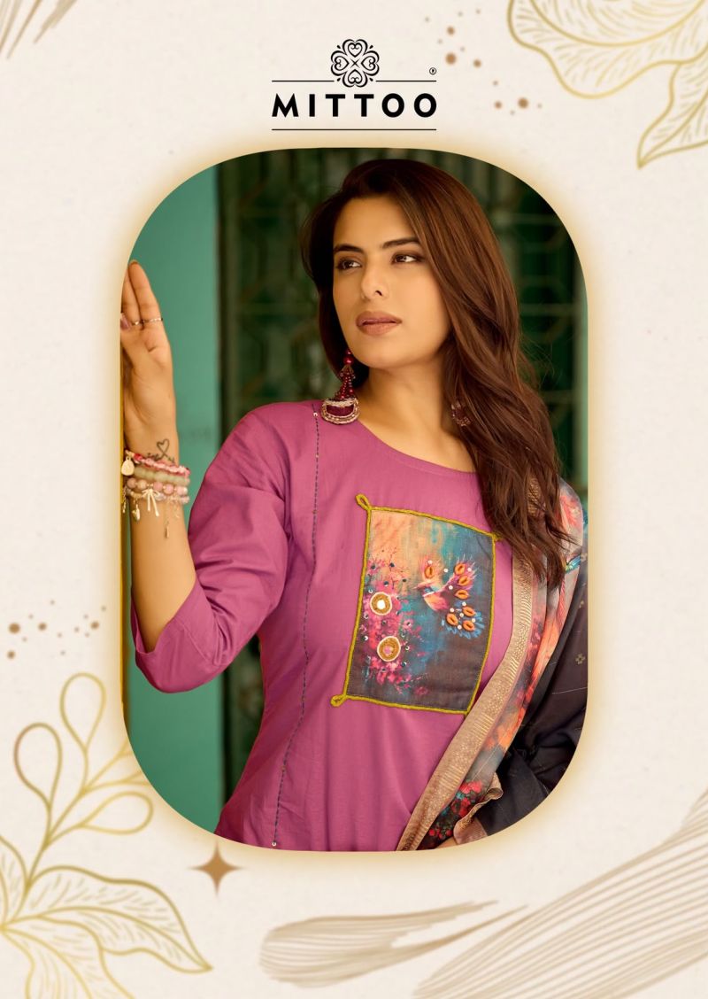 Mittoo Gopika Dhabu Cotton Hand Work Kurti WIth Bottom Dupatta — Wholesale Kurtis, Mittoo Kurti wholesale from Surat — view 5
