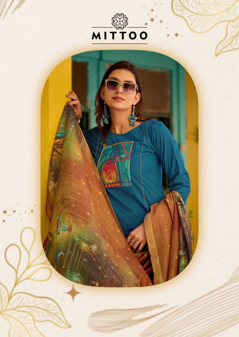 Mittoo Gopika Dhabu Cotton Hand Work Kurti WIth Bottom Dupatta — Wholesale Kurtis, Mittoo Kurti wholesale from Surat — view 3