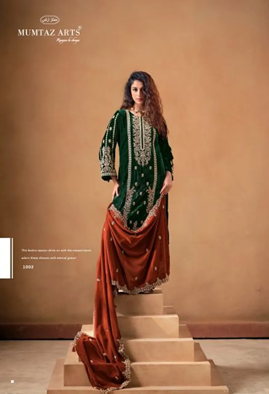 Mumtaz Arts Saanjh Crush Velvet Embroidered Designer Salwar Kameez Collection — Wholesale Salwar Suits, Mumtaz Arts wholesale from Surat — Photo 3