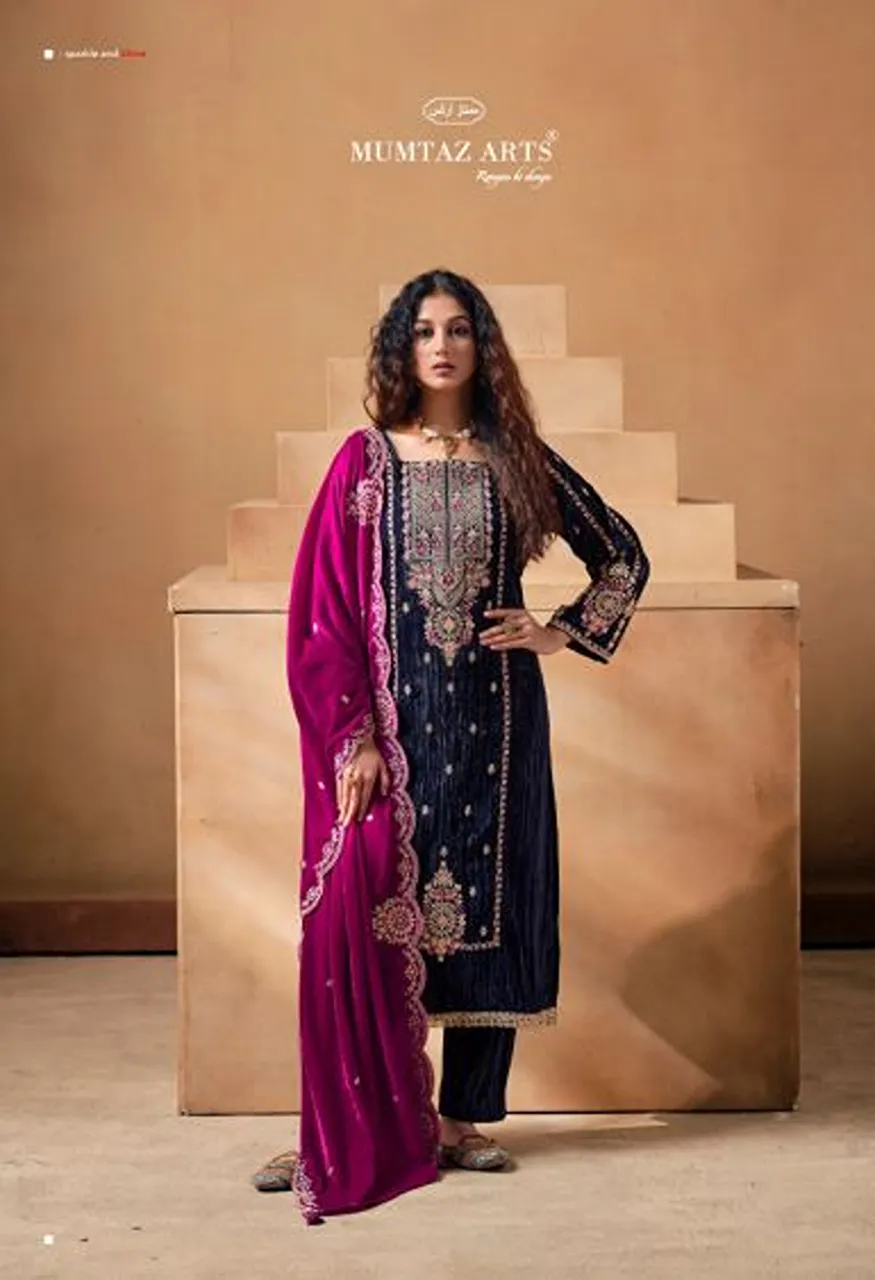 Mumtaz Arts Saanjh Crush Velvet Embroidered Designer Salwar Kameez Collection — Wholesale Salwar Suits, Mumtaz Arts wholesale from Surat — Photo 2