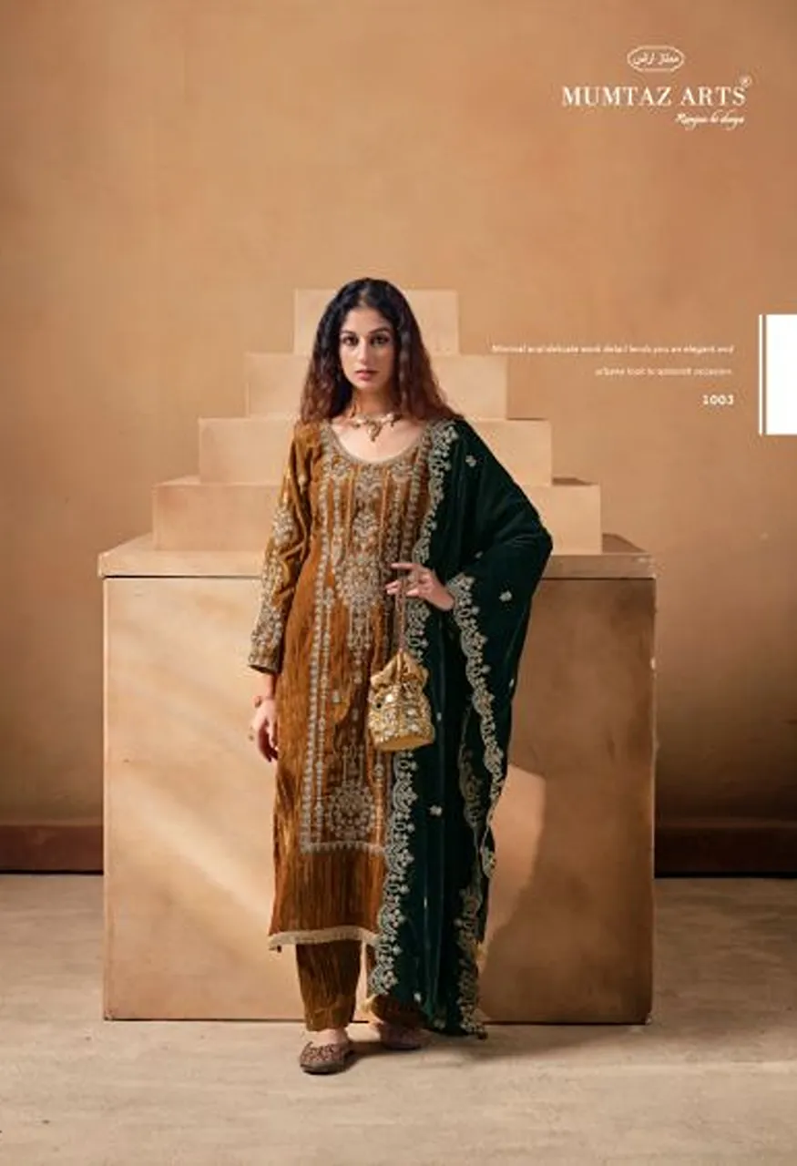 Mumtaz Arts Saanjh Crush Velvet Embroidered Designer Salwar Kameez Collection — Wholesale Salwar Suits, Mumtaz Arts wholesale from Surat — Photo 6