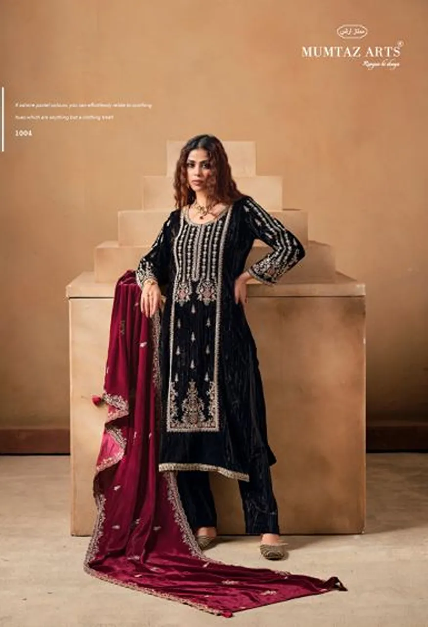Mumtaz Arts Saanjh Crush Velvet Embroidered Designer Salwar Kameez Collection — Wholesale Salwar Suits, Mumtaz Arts wholesale from Surat — Photo 5
