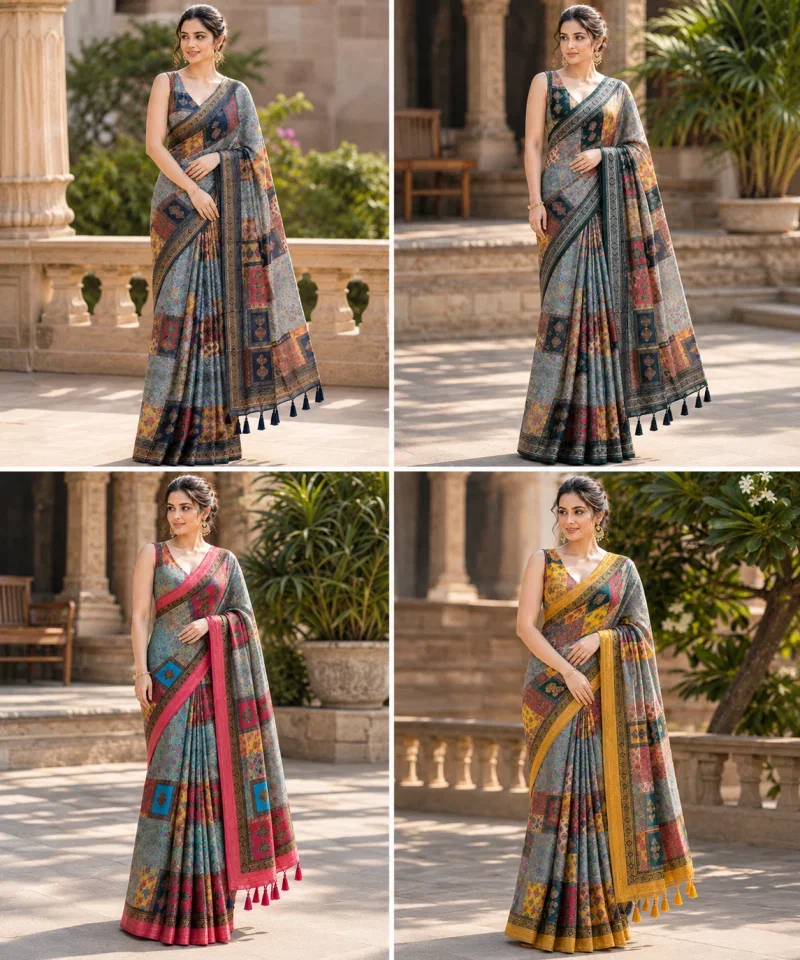 Mv Vis 50 Kanjivaram Silk Dgital Printed Saree Collection — Silk Sarees, Vardan Ethnic wholesale from Surat — view 2