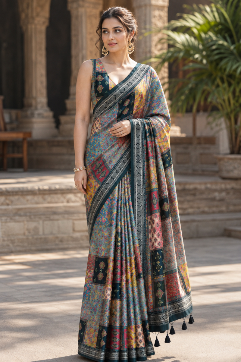 Mv Vis 50 Kanjivaram Silk Dgital Printed Saree Collection — Silk Sarees, Vardan Ethnic wholesale from Surat — view 8