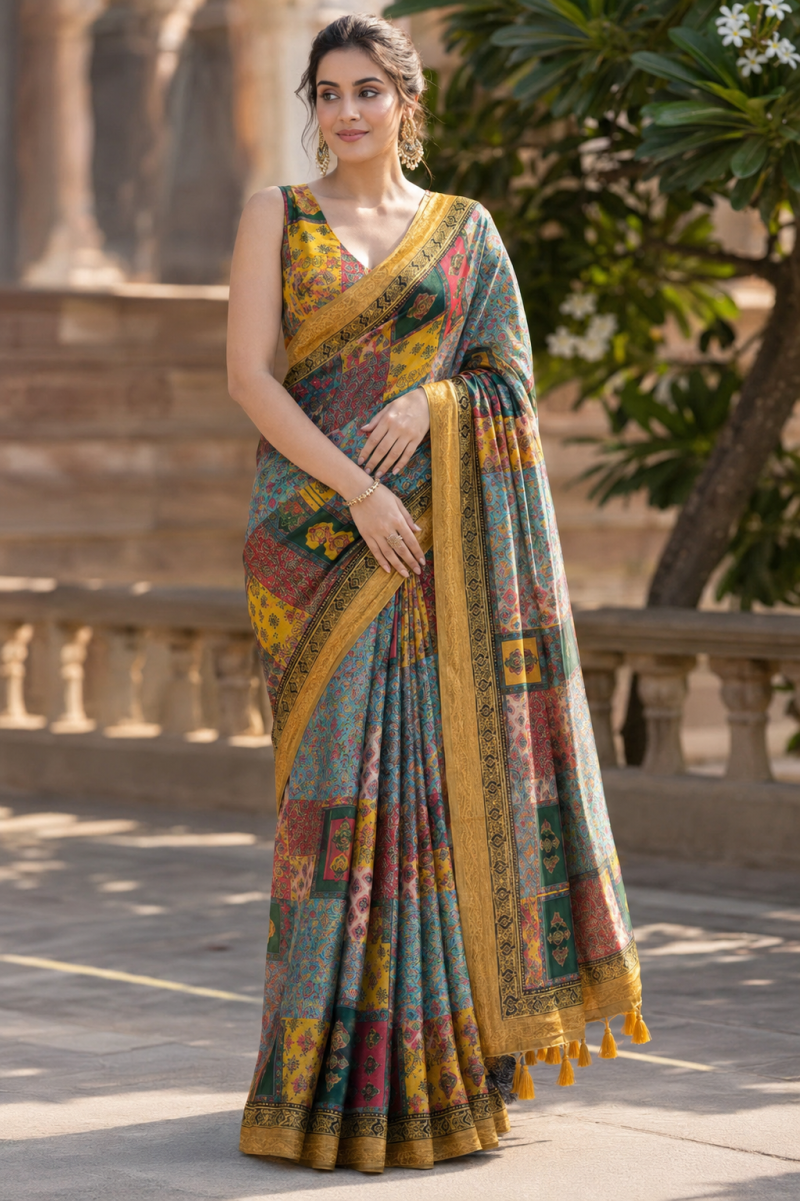 Mv Vis 50 Kanjivaram Silk Dgital Printed Saree Collection — Silk Sarees, Vardan Ethnic wholesale from Surat — view 7