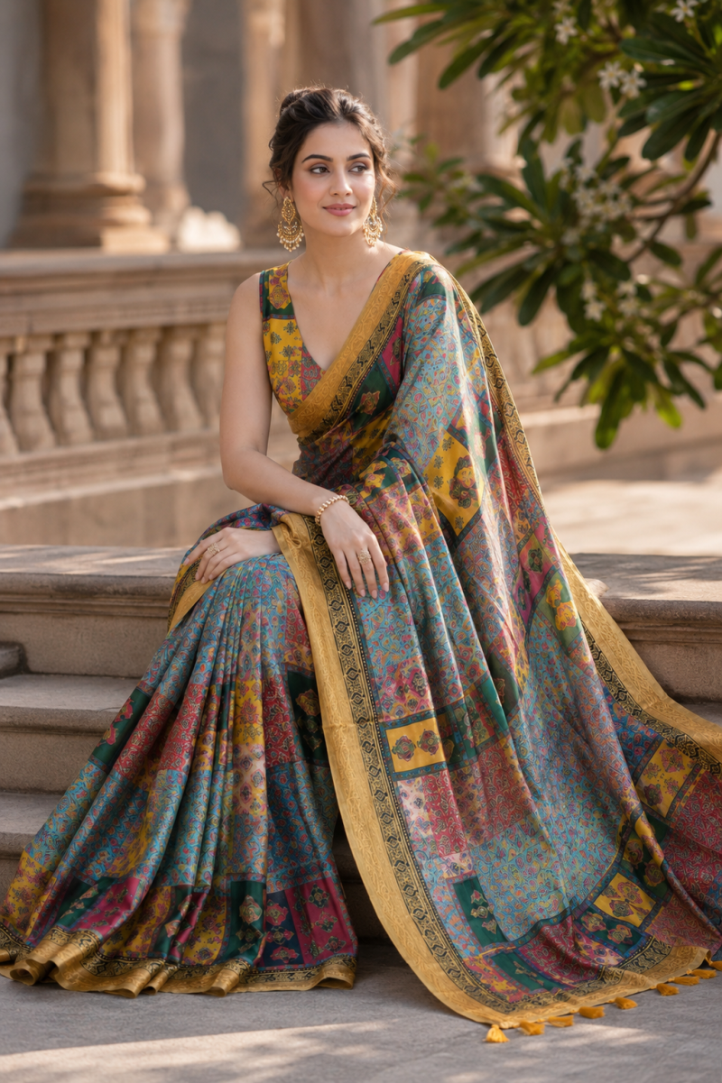 Mv Vis 50 Kanjivaram Silk Dgital Printed Saree Collection — Silk Sarees, Vardan Ethnic wholesale from Surat — view 6