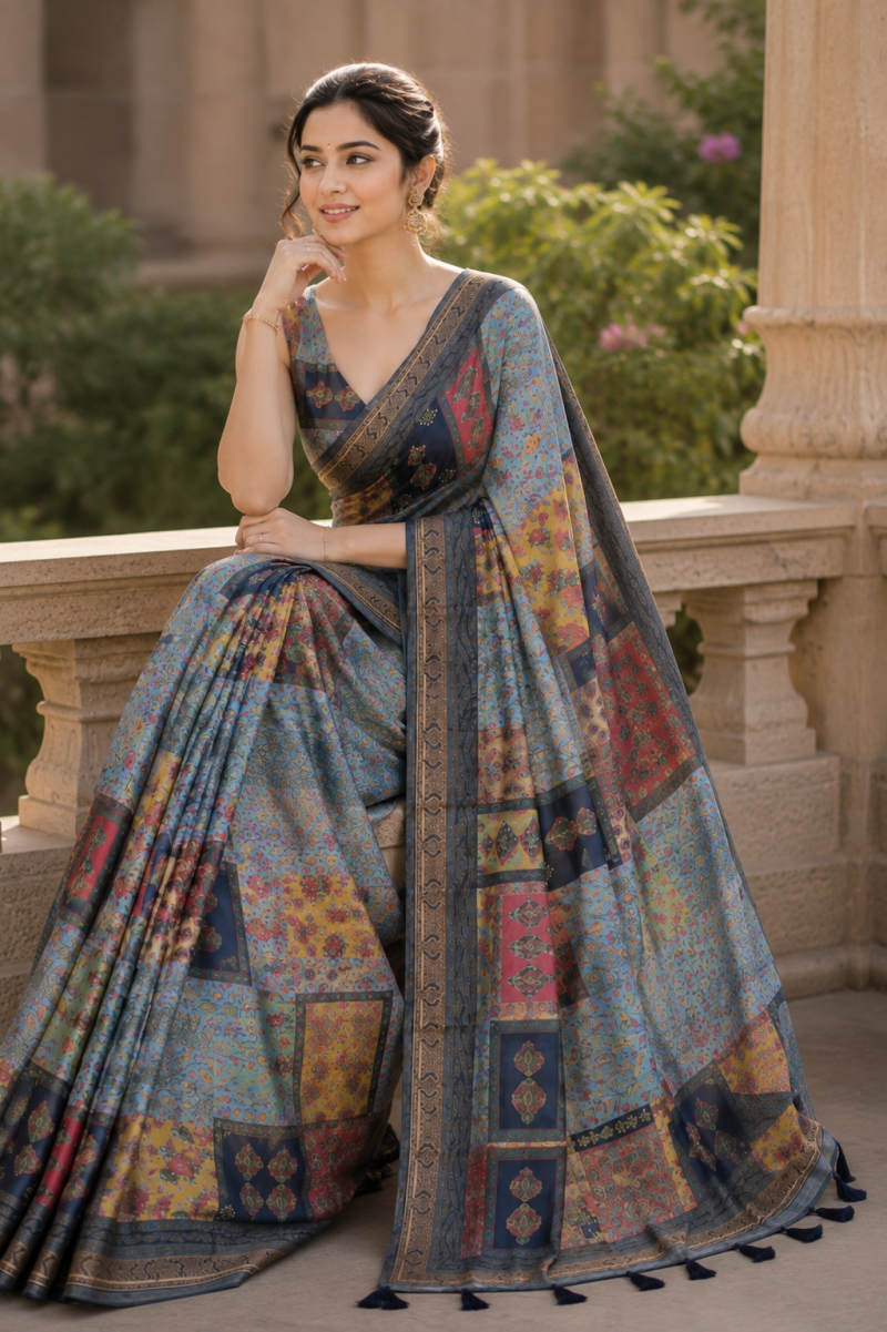 Mv Vis 50 Kanjivaram Silk Dgital Printed Saree Collection — Silk Sarees, Vardan Ethnic wholesale from Surat — view 5