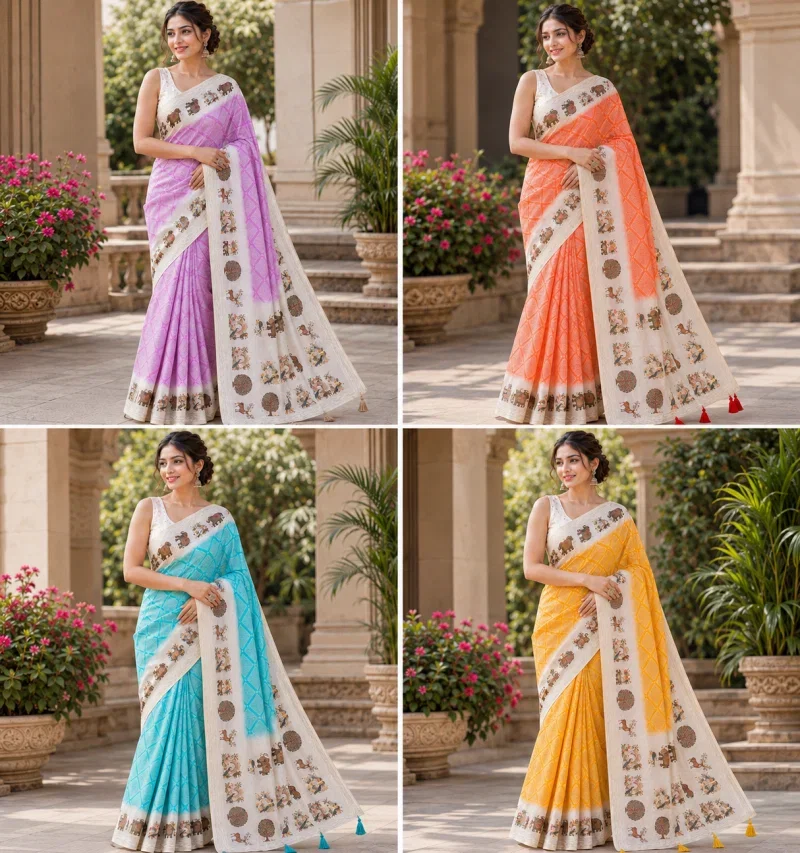 Mv Vis 51 Kanjivaram Silk Printed Saree Collection — Wholesale Sarees, Vardan Ethnic wholesale from Surat — Photo 9