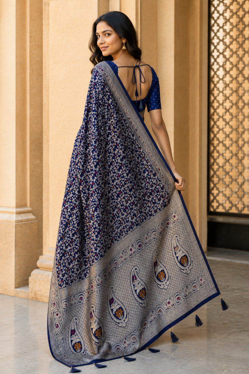 Mv Vis 53 Dola Silk Traditional Floral Printed Saree Collection — Wholesale Sarees, Vardan Ethnic wholesale from Surat — view 3