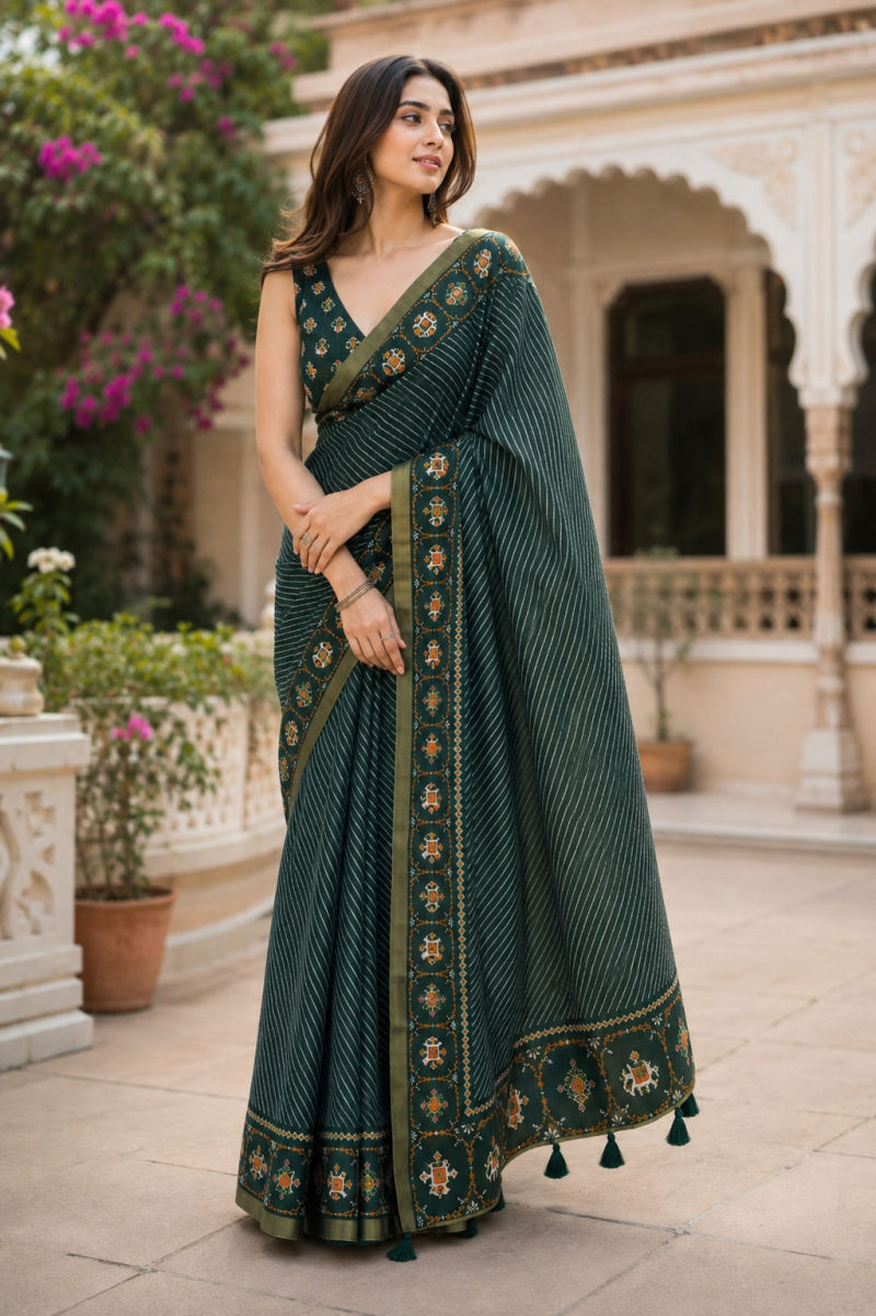 Mv Vis 62 Kota Chex Striped Printed Designer Saree Collections — Designer Partywear Sarees, Vardan Ethnic wholesale from Surat — Photo 2