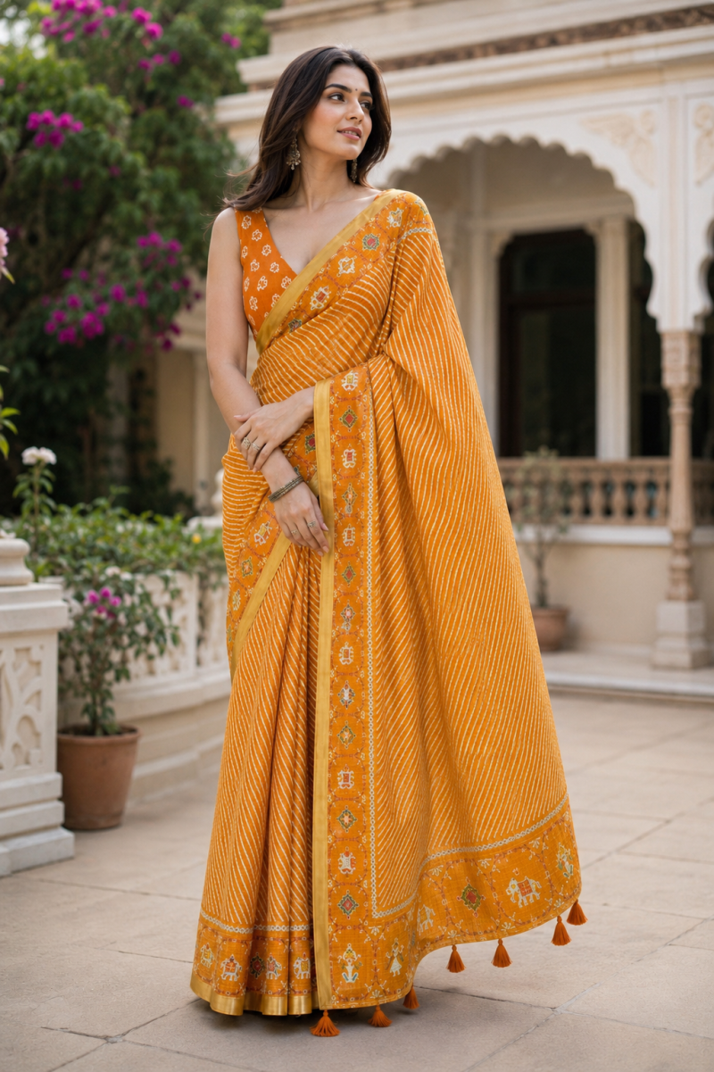 Mv Vis 62 Kota Chex Striped Printed Designer Saree Collections — Designer Partywear Sarees, Vardan Ethnic wholesale from Surat — Photo 3