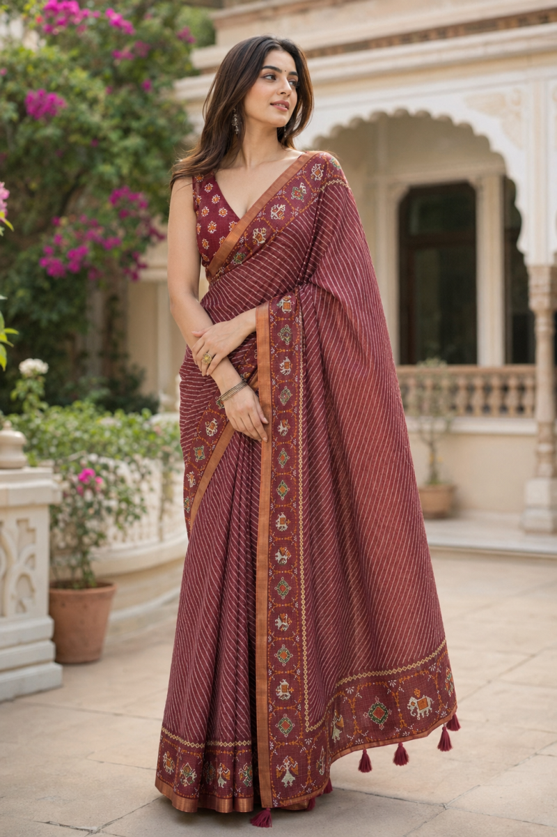 Mv Vis 62 Kota Chex Striped Printed Designer Saree Collections — Designer Partywear Sarees, Vardan Ethnic wholesale from Surat — Photo 7
