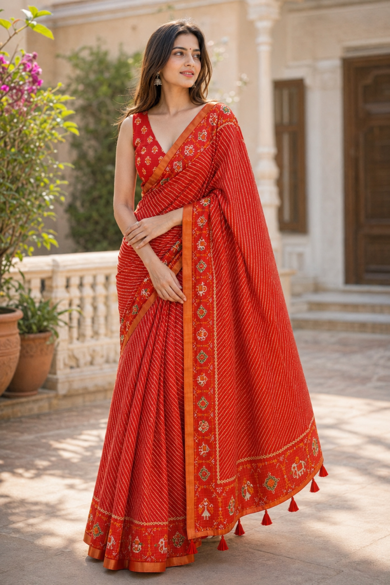 Mv Vis 62 Kota Chex Striped Printed Designer Saree Collections