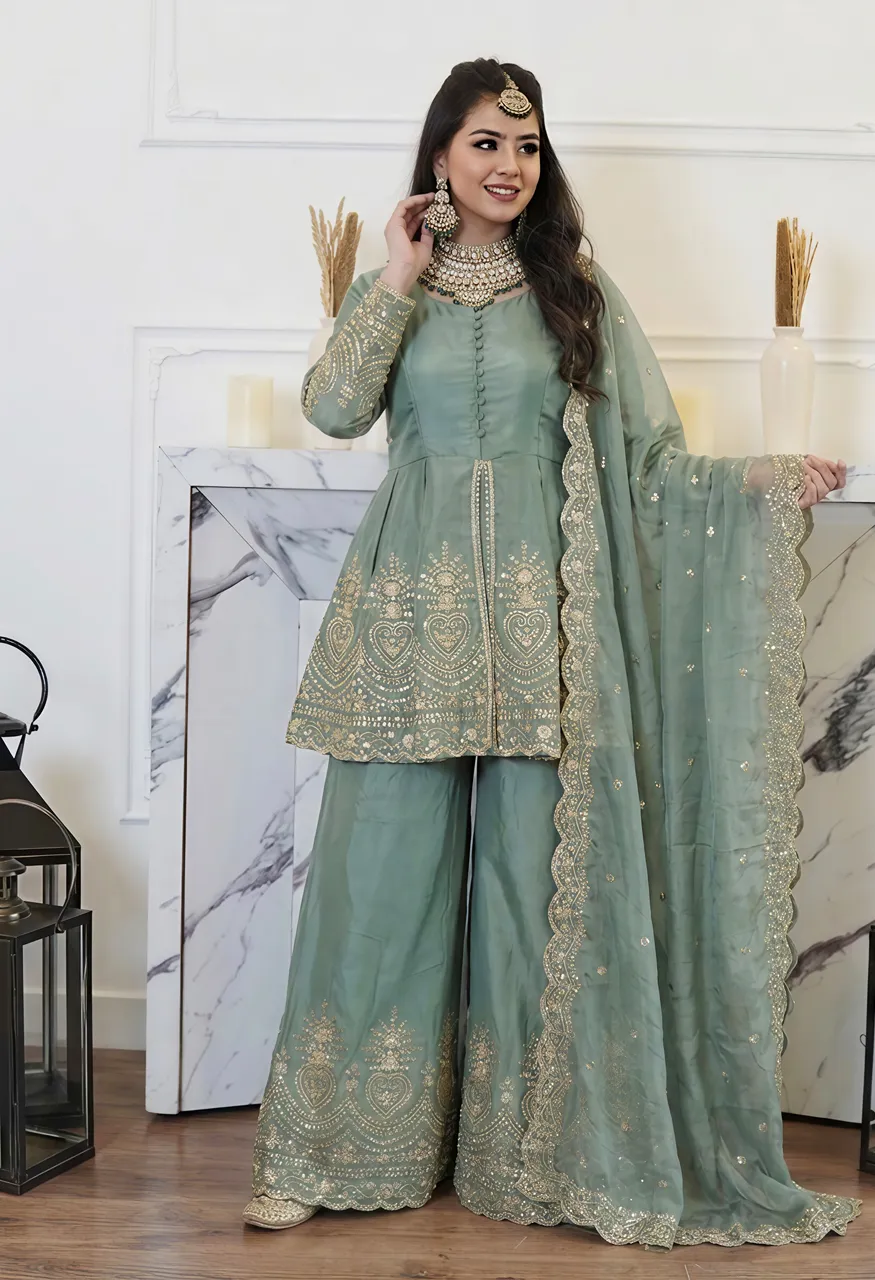 Fendy Silk Mirror Work Suit Wholesale Ethnic Wear — Wholesale Kurtis, Vardan Ethnic wholesale from Surat — Photo 3