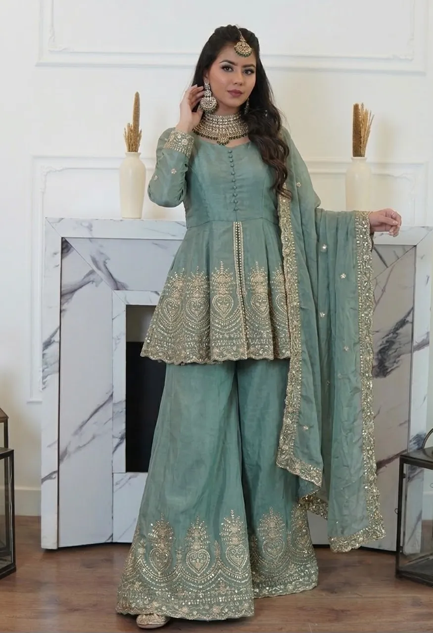 Fendy Silk Mirror Work Suit Wholesale Ethnic Wear — Wholesale Kurtis, Vardan Ethnic wholesale from Surat — Photo 4