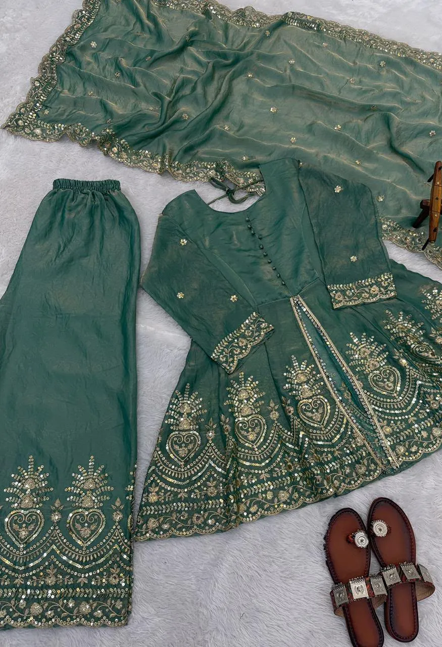 Fendy Silk Mirror Work Suit Wholesale Ethnic Wear — Wholesale Kurtis, Vardan Ethnic wholesale from Surat — Photo 7