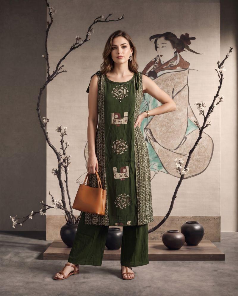 Naisha K 1204 Nx Vatican Discharge Printed Fancy Kurti With Bottom Collection — Wholesale Kurtis, Vardan Ethnic wholesale from Surat — Photo 2