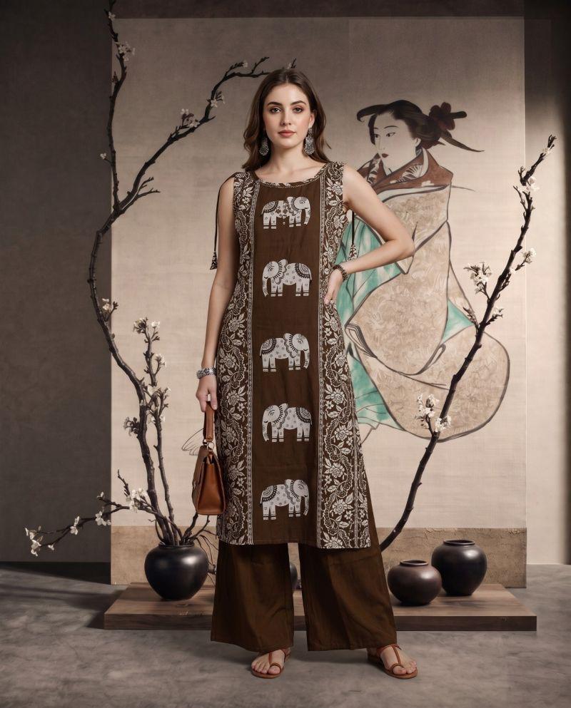 Naisha K 1204 Nx Vatican Discharge Printed Fancy Kurti With Bottom Collection — Wholesale Kurtis, Vardan Ethnic wholesale from Surat — Photo 4
