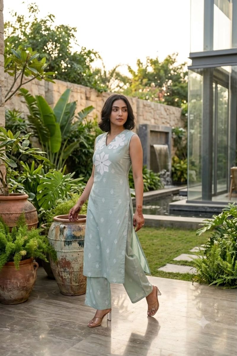 Naisha K 1279 Cambric Cotton Bombay Weaving Kurti With Bottom Collection — Wholesale Dress Material, Vardan Ethnic wholesale from Surat — Photo 4