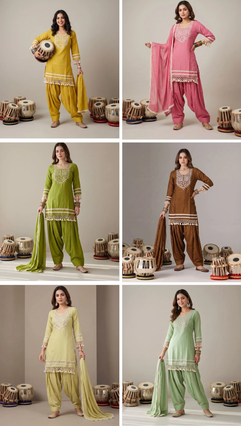 Naisha K 1298 Mul Chanderi Manual Neck Work Salwar Suit Collection — Wholesale Salwar Suits, Vardan Ethnic wholesale from Surat — Photo 7