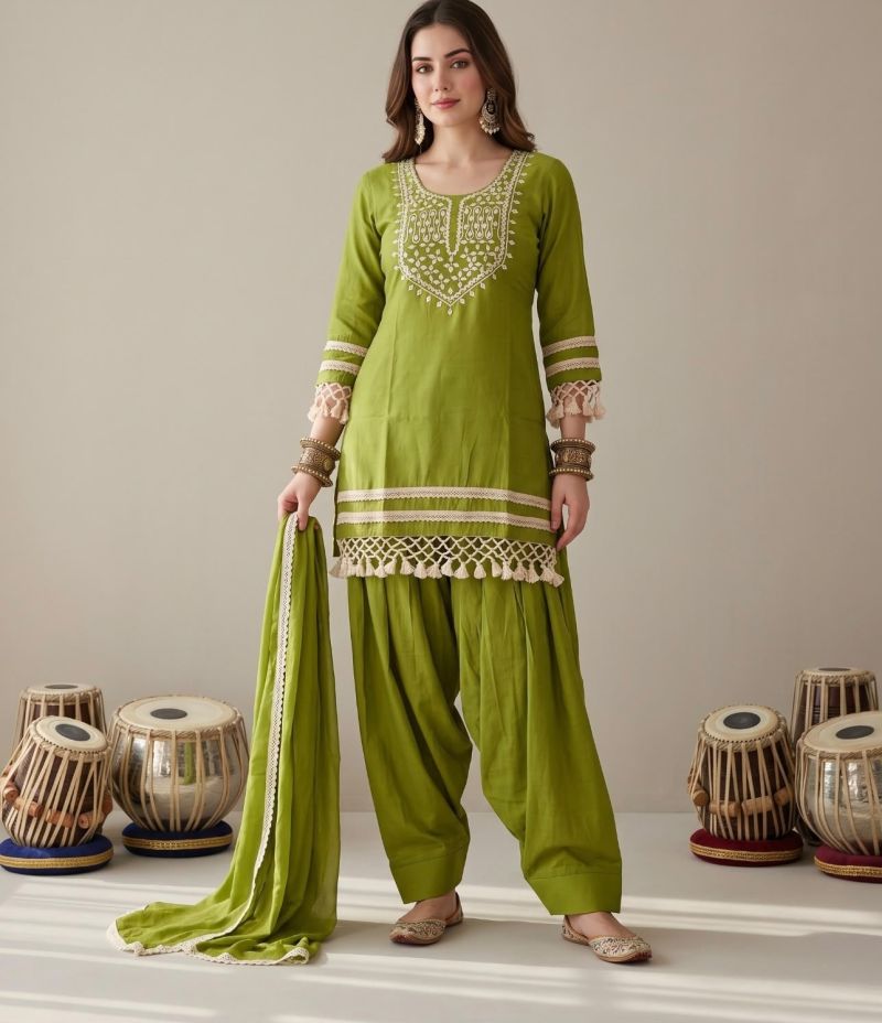 Naisha K 1298 Mul Chanderi Manual Neck Work Salwar Suit Collection — Wholesale Salwar Suits, Vardan Ethnic wholesale from Surat — Photo 6