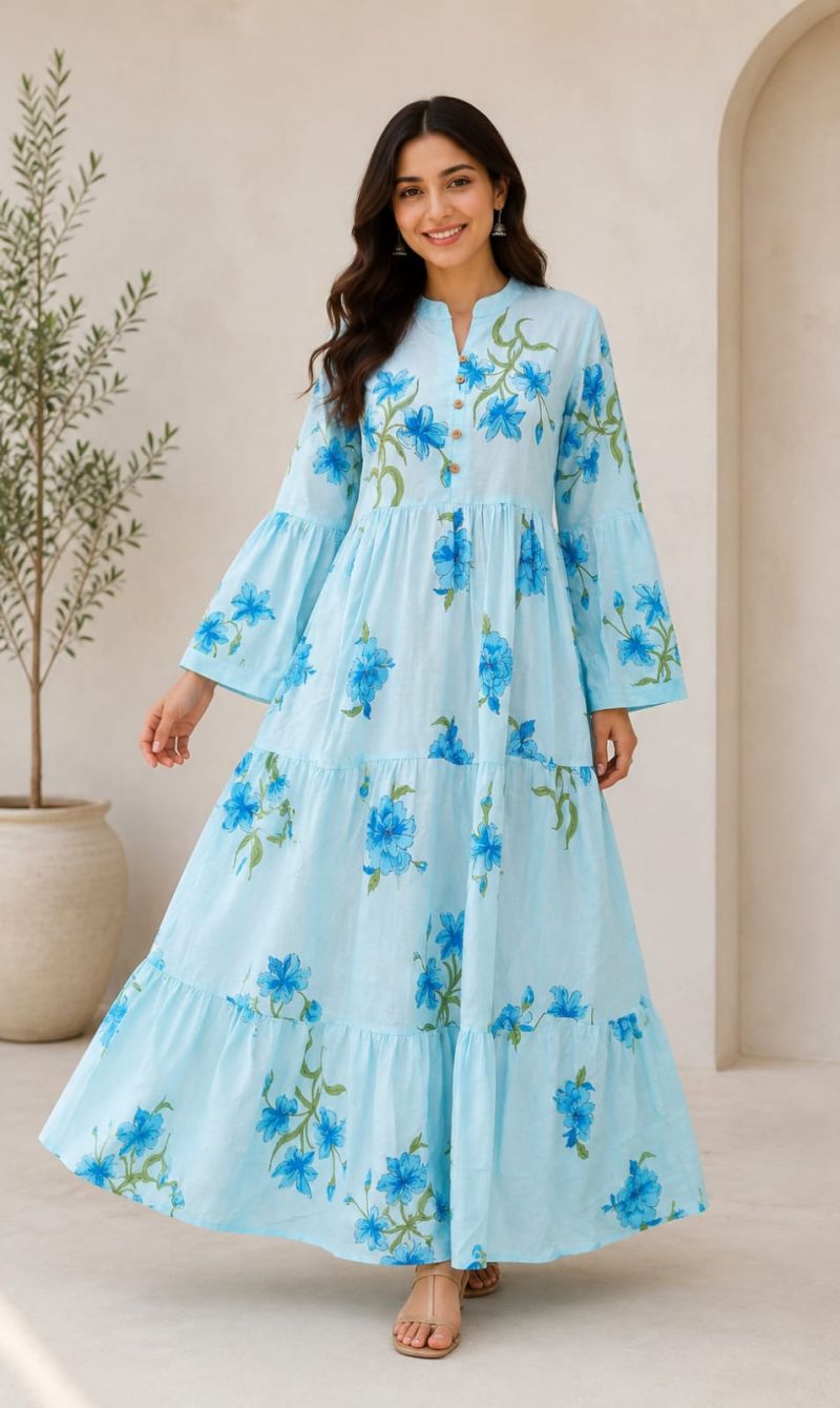 Naisha K 1303 Cotton Printed Fancy Long One Piece Collection — Gown, Vardan Ethnic wholesale from Surat — Photo 4