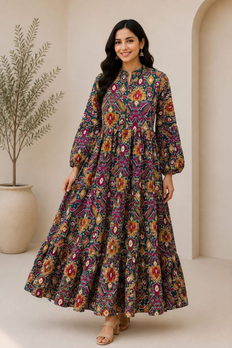 Naisha K 1303 Cotton Printed Fancy Long One Piece Collection — Gown, Vardan Ethnic wholesale from Surat — Photo 9