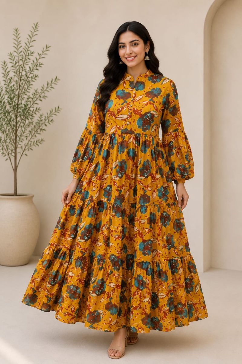 Naisha K 1303 Cotton Printed Fancy Long One Piece Collection — Gown, Vardan Ethnic wholesale from Surat — Photo 8