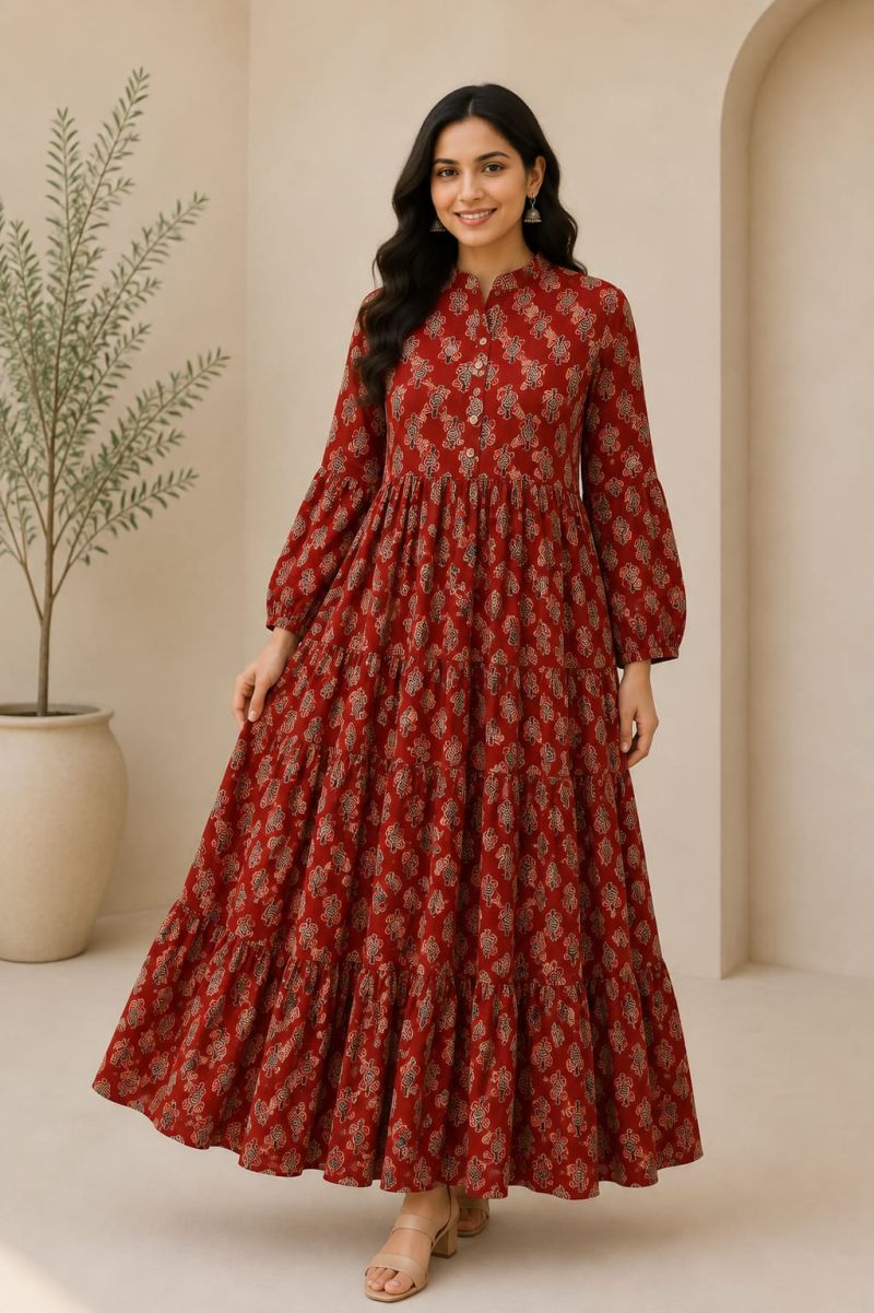 Naisha K 1303 Cotton Printed Fancy Long One Piece Collection — Gown, Vardan Ethnic wholesale from Surat — Photo 7