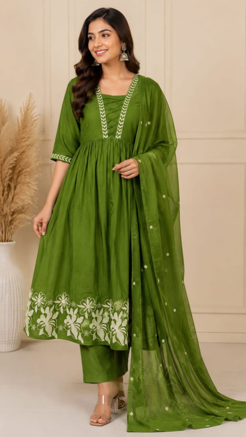Naisha K 1305 Mul Chanderi Sequence Work Farshi Salwar Suit Collection — Wholesale Salwar Suits, Vardan Ethnic wholesale from Surat — view 3