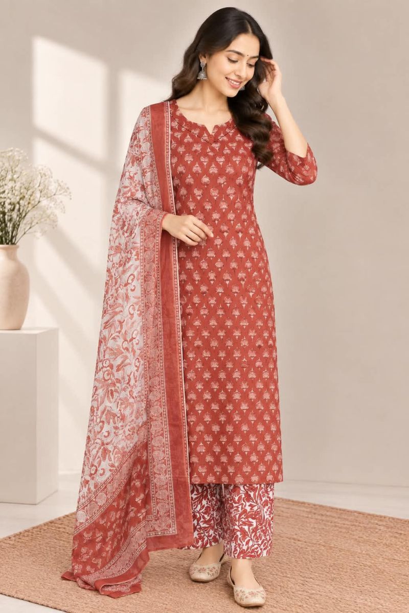 Naisha K 1306 Cotton Printed Mirror Work Kurti With Bottom Dupatta Catalog