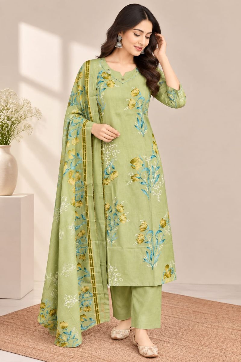 Naisha K 1306 Cotton Printed Mirror Work Kurti With Bottom Dupatta Catalog — Wholesale Kurtis, Vardan Ethnic wholesale from Surat — Photo 17