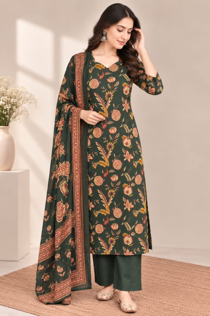 Naisha K 1306 Cotton Printed Mirror Work Kurti With Bottom Dupatta Catalog — Wholesale Kurtis, Vardan Ethnic wholesale from Surat — Photo 16