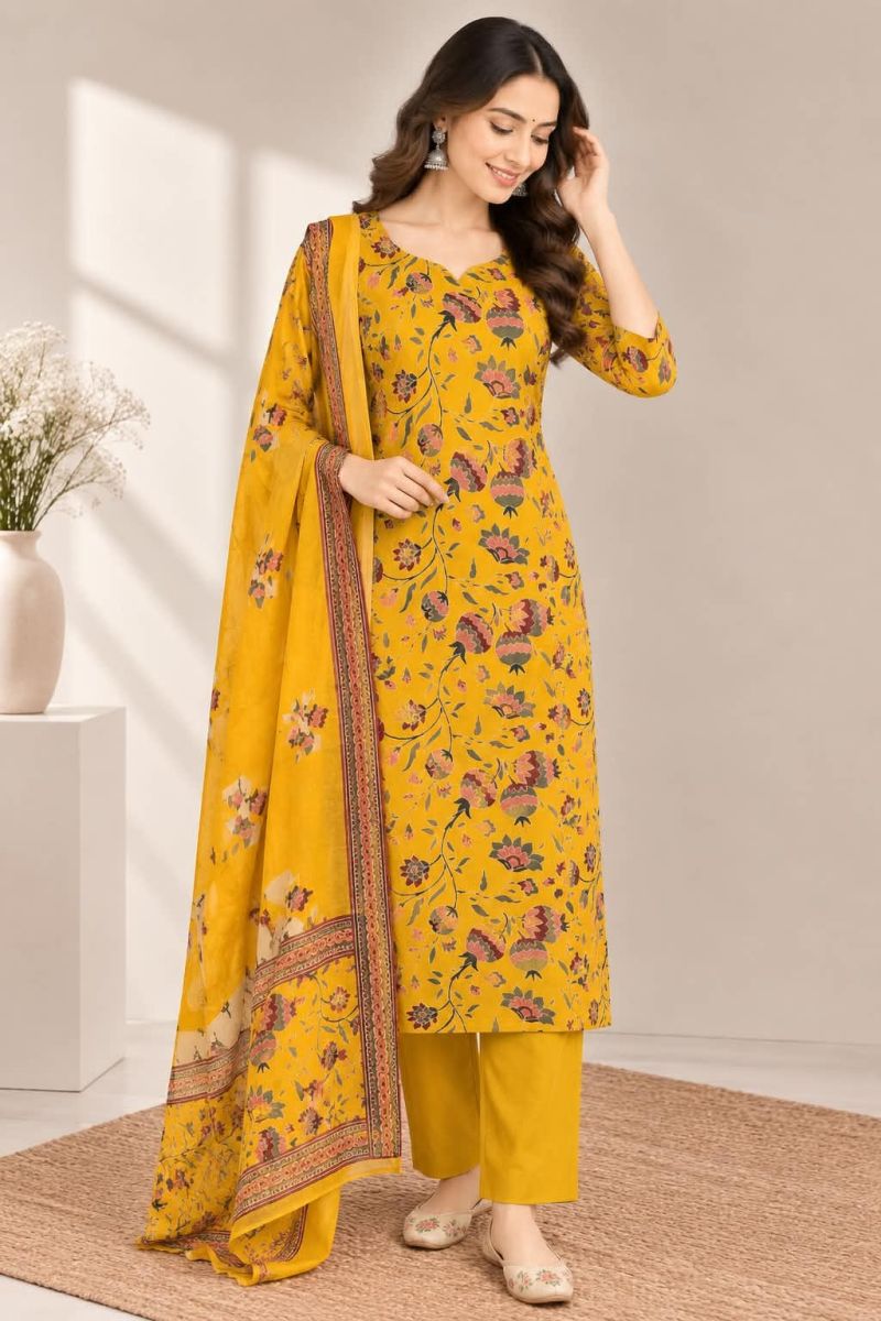 Naisha K 1306 Cotton Printed Mirror Work Kurti With Bottom Dupatta Catalog — Wholesale Kurtis, Vardan Ethnic wholesale from Surat — Photo 15