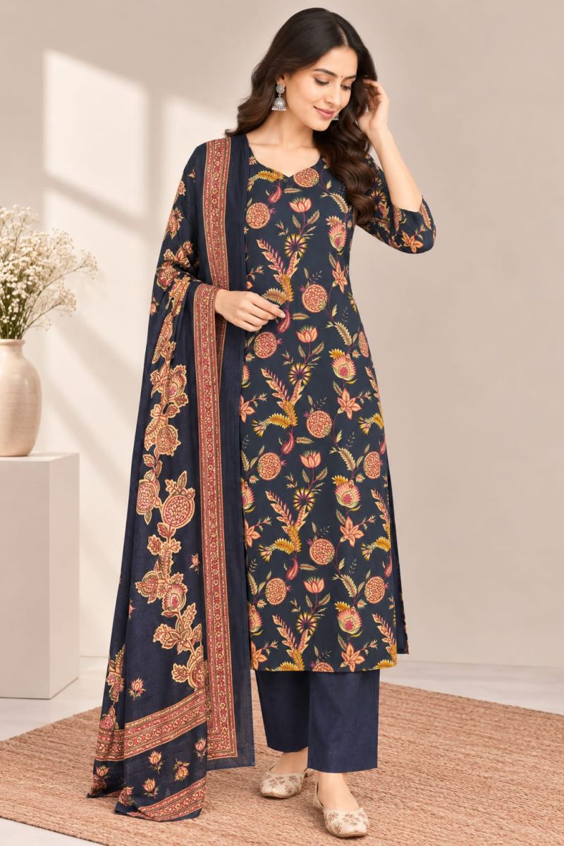 Naisha K 1306 Cotton Printed Mirror Work Kurti With Bottom Dupatta Catalog — Wholesale Kurtis, Vardan Ethnic wholesale from Surat — Photo 11
