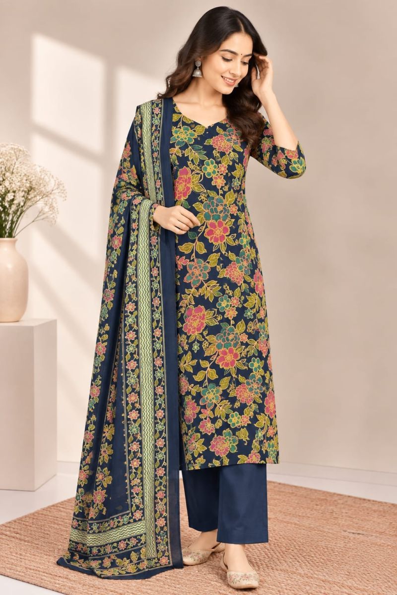 Naisha K 1306 Cotton Printed Mirror Work Kurti With Bottom Dupatta Catalog — Wholesale Kurtis, Vardan Ethnic wholesale from Surat — Photo 2