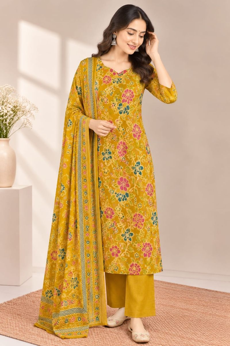 Naisha K 1306 Cotton Printed Mirror Work Kurti With Bottom Dupatta Catalog — Wholesale Kurtis, Vardan Ethnic wholesale from Surat — Photo 6