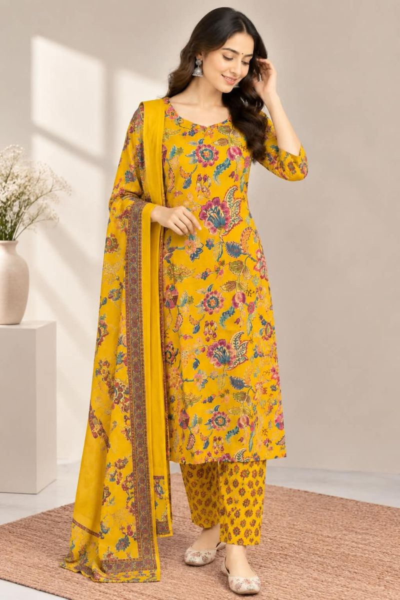 Naisha K 1306 Cotton Printed Mirror Work Kurti With Bottom Dupatta Catalog — Wholesale Kurtis, Vardan Ethnic wholesale from Surat — Photo 24