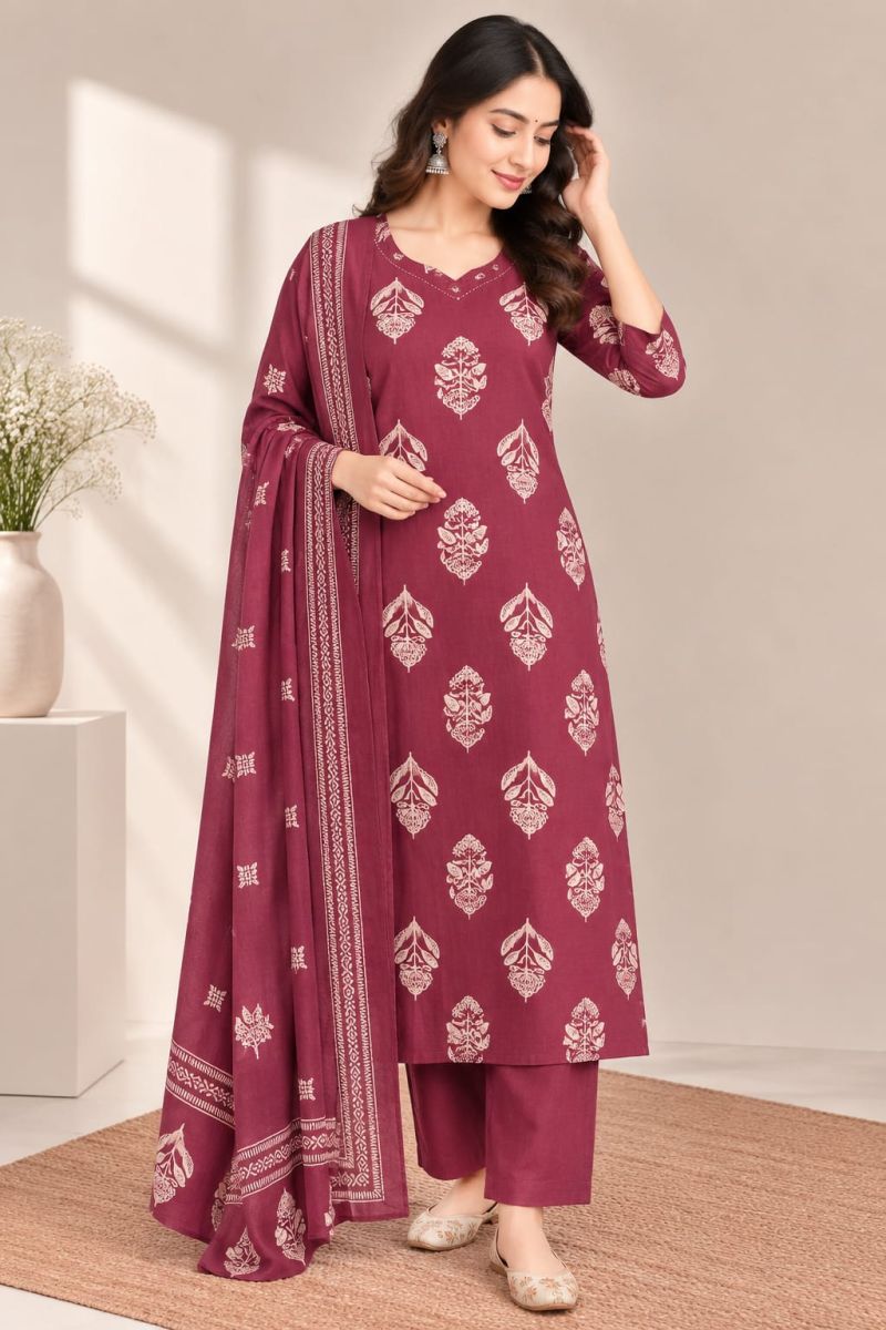 Naisha K 1306 Cotton Printed Mirror Work Kurti With Bottom Dupatta Catalog — Wholesale Kurtis, Vardan Ethnic wholesale from Surat — Photo 21