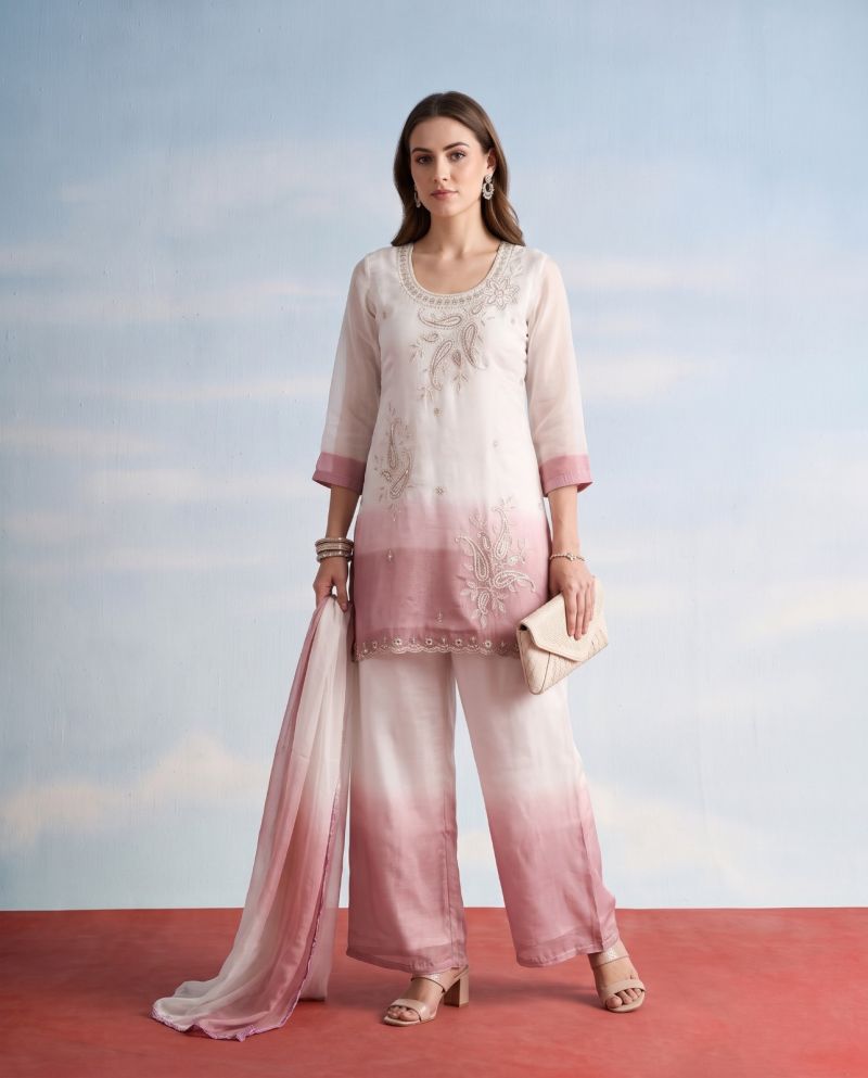 Naisha K 1308 Crunchy Silk Embroidered Designer Kurti With Bottom Dupatta — Wholesale Kurtis, Vardan Ethnic wholesale from Surat — Photo 3