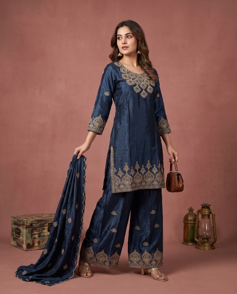 Naisha K 1310 Chinon Embroidered Designer Kurti With Bottom Dupatta — Wholesale Kurtis, Vardan Ethnic wholesale from Surat — Photo 2