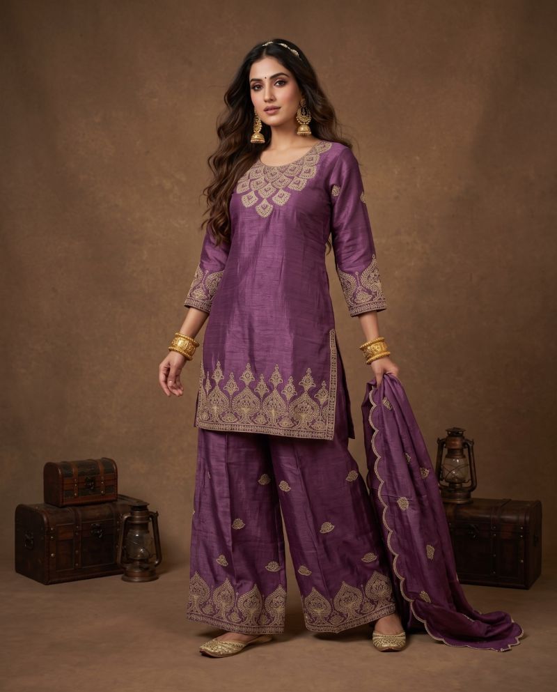 Naisha K 1310 Chinon Embroidered Designer Kurti With Bottom Dupatta