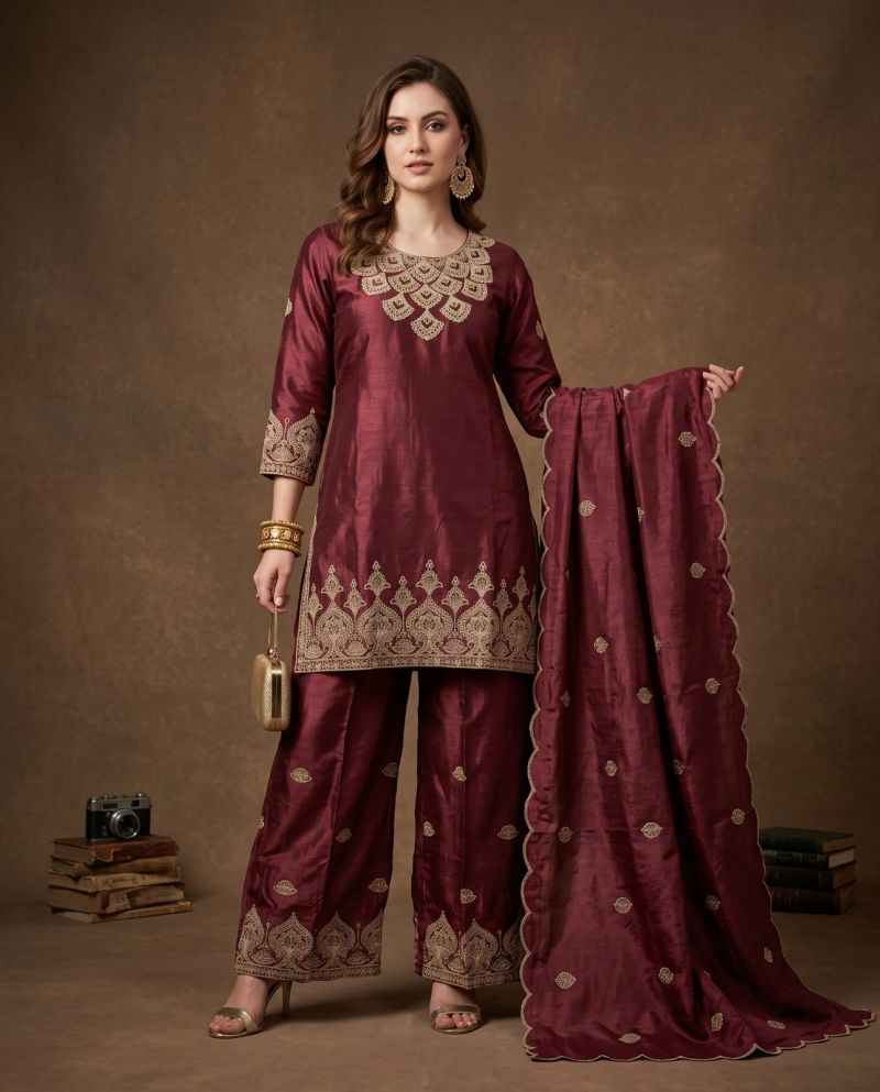 Naisha K 1310 Chinon Embroidered Designer Kurti With Bottom Dupatta — Wholesale Kurtis, Vardan Ethnic wholesale from Surat — Photo 4